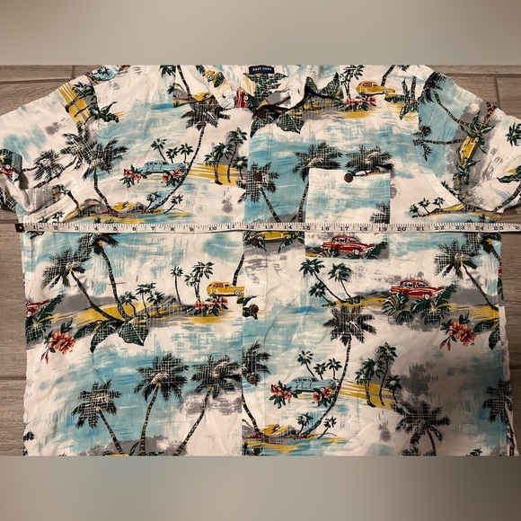 Campia Men’s Extra Large Hawaiian Beach Print Button Up Short Sleeve Shirt - Picture 6 of 13